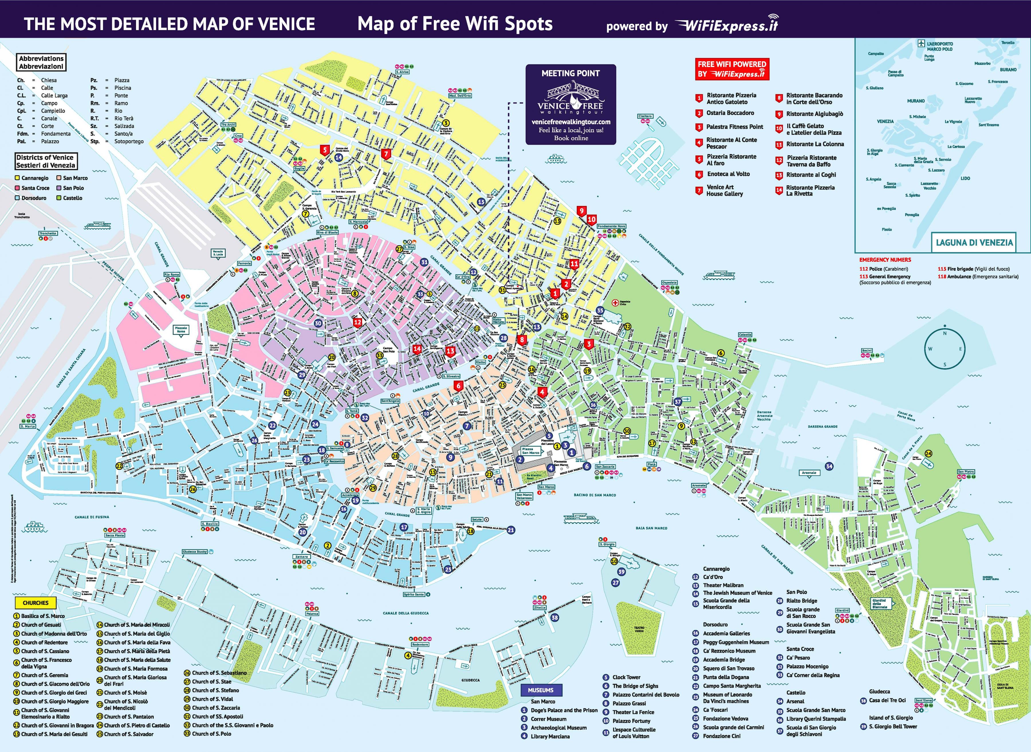 Map of Venice tourist: attractions and monuments of Venice