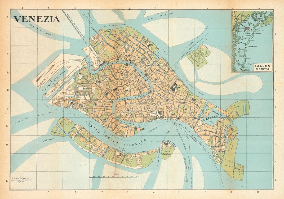 Map of Venice old: historical and vintage map of Venice